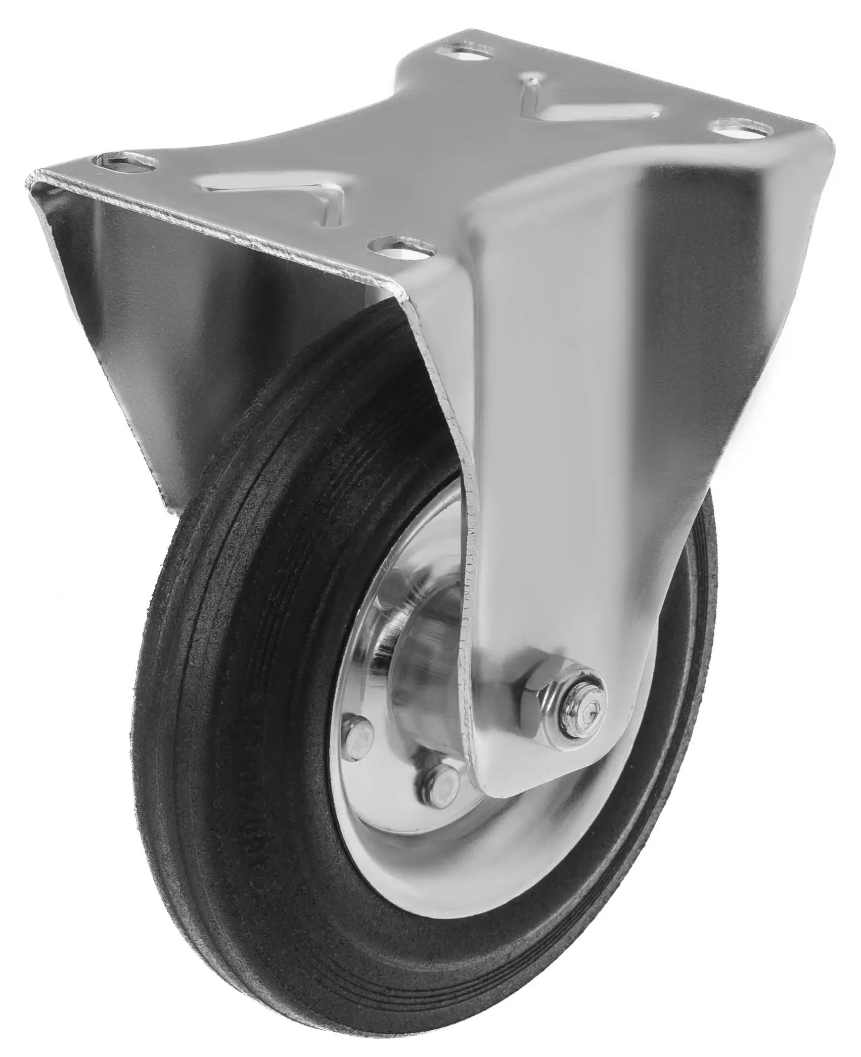 Промышленное усиленное колесо 160 мм (площадка, неповоротное, черная резина, роликоподшипник) - FRC 63